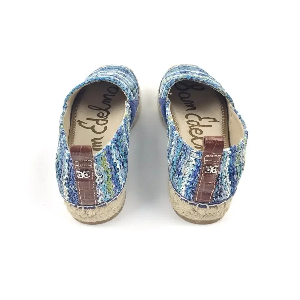 Sam Edelman Khloe Woven Raffia Espadrille Flats Sz 6.5 Blue